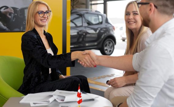 Couple getting approved for an auto loan
