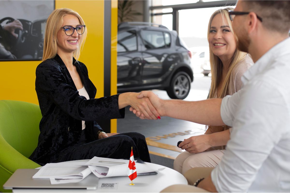 Couple getting approved for an auto loan
